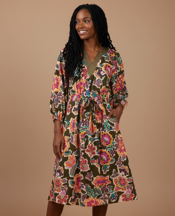 Moss Trail Embroidered Midi