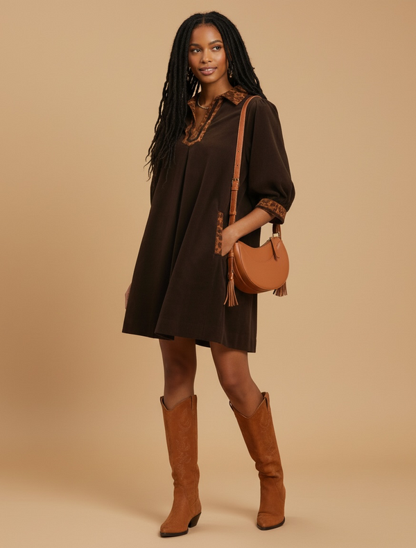 Cedar Point Shift Dress - Brown