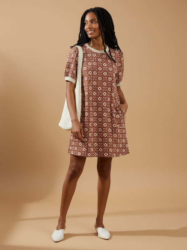 Copper Bloom Mini Dress