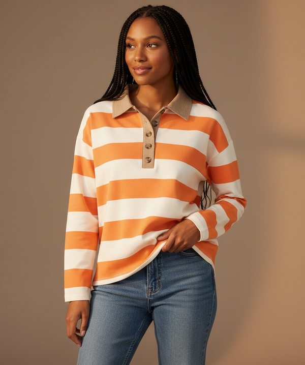 Bayfront Collared Top — Light Orange