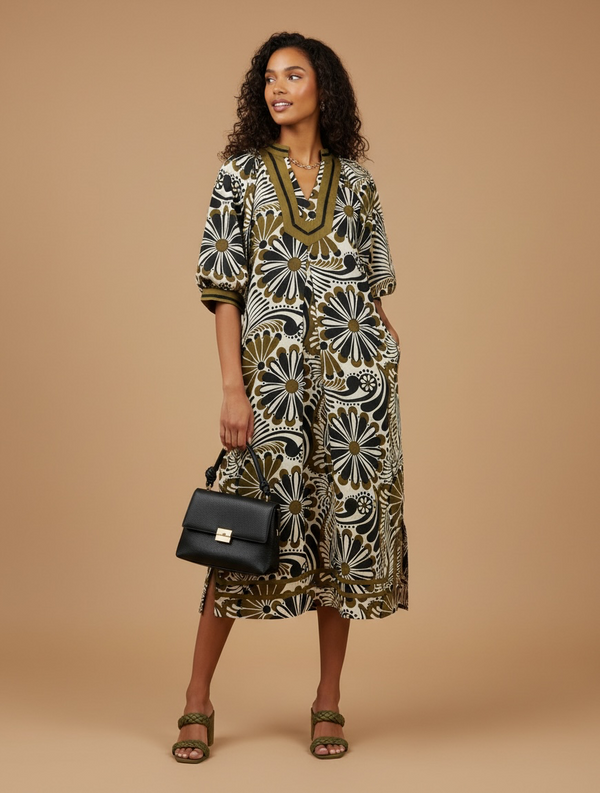 Sagebrush Abstract Midi - Olive Mix