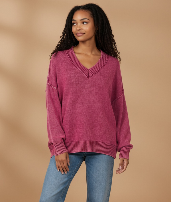 Dusk Harbor Sweater — Cabernet