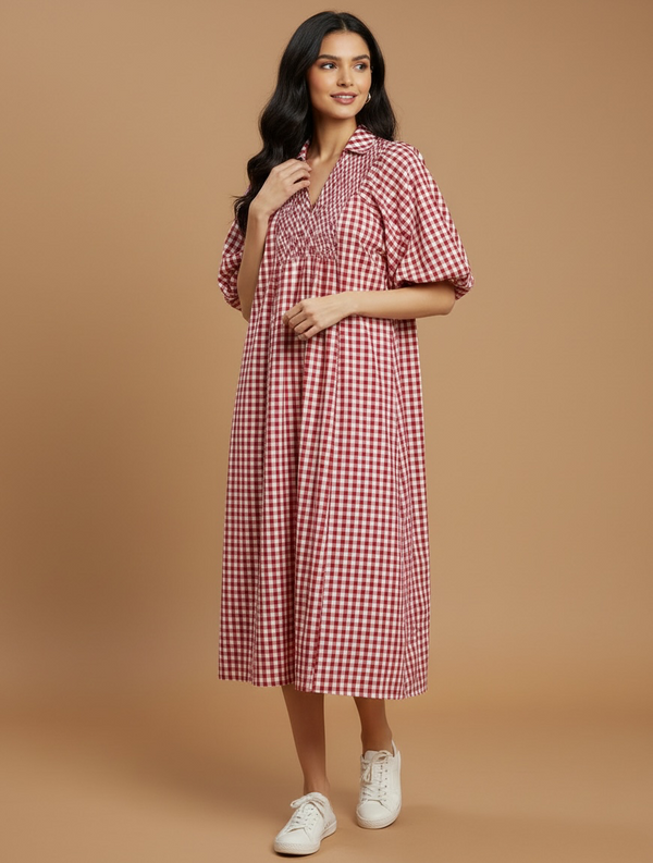 Cranberry Cove Midi Dress - Crimson