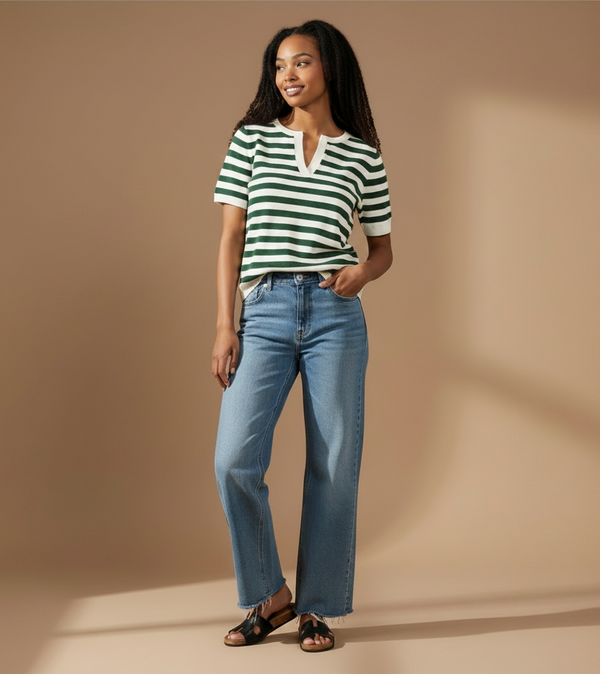 Inlet Split-Neck Sweater — Hunter Green