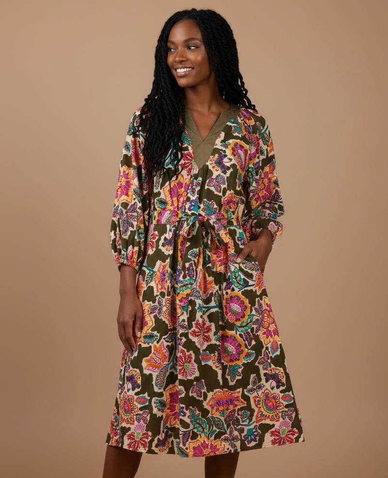 Moss Trail Embroidered Midi