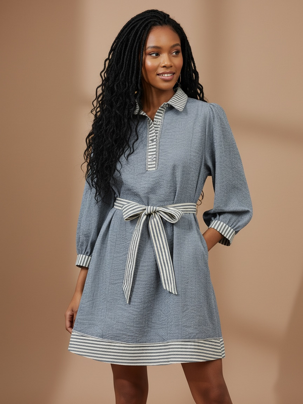 Tidepool Stripe Dress — Denim