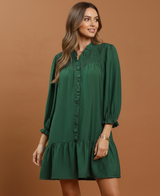 Willow Ruffle Mini Dress — Hunter Green