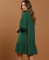 Willow Ruffle Mini Dress — Hunter Green
