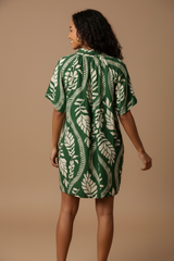 Fern Canopy Mini Dress — Green/Cream