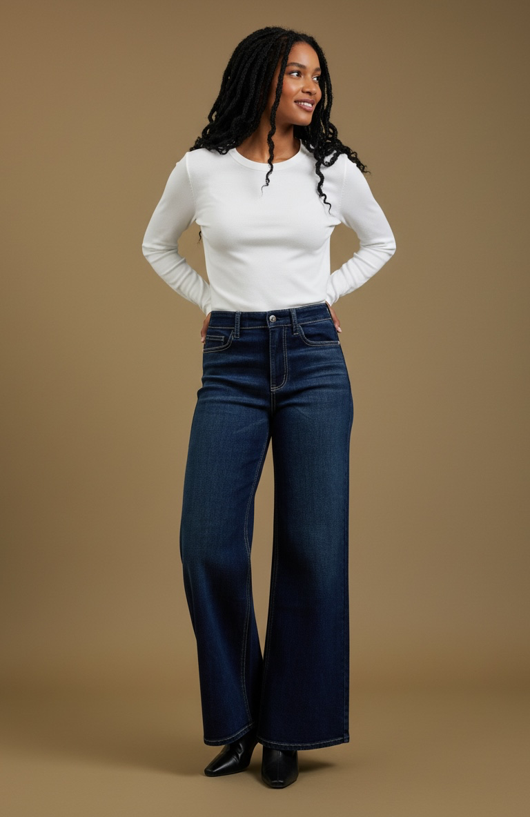 Dark Tide Wide-Leg Jeans