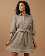 Tidepool Stripe Dress — Brown