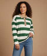 Bayfront Collared Top — Dark Green