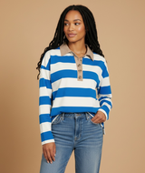 Bayfront Collared Top — Ocean Blue