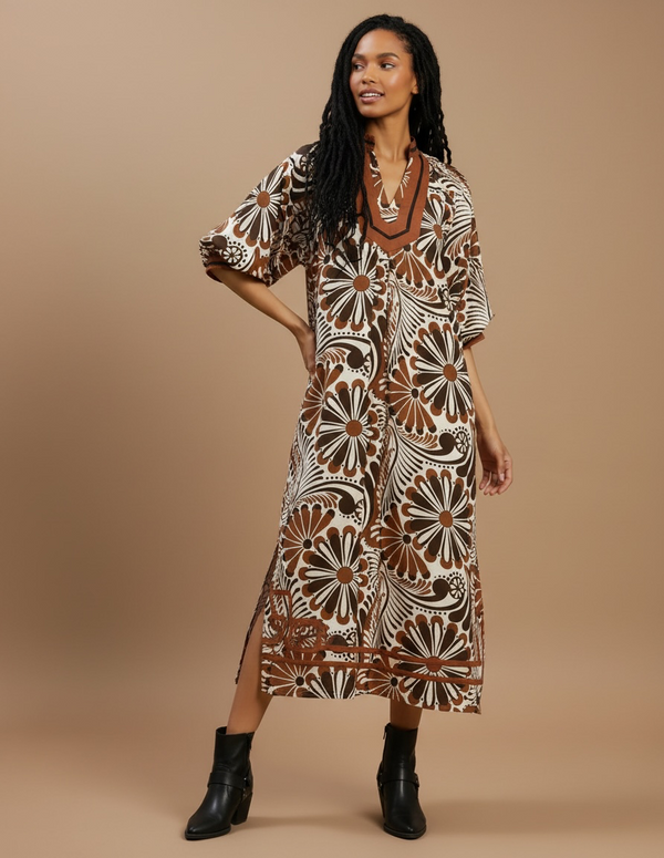 Sagebrush Abstract Midi - Brown Mix